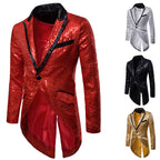 Herren eleganter Pailletten-Blazer mit asymmetrischem Schnitt und luxuriösem Design R&B