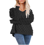 Damen Pullover mit Struktur und V-Ausschnitt