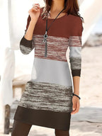 Damen Freizeitkleid mit modernem Streifenmuster und bequemen Schnitt R&B