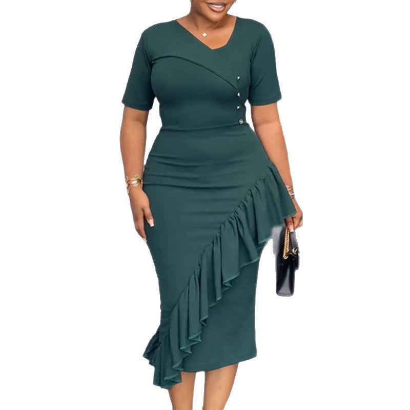 Damen Elegantes Wickelkleid mit Rüschendetails R&B