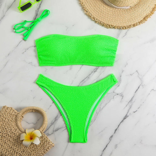 Damen Bandeau-Bikini-Set mit strukturiertem Gewebe R&B