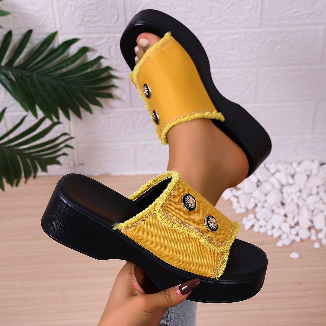 Damen Modische Clogs mit Kunstfellbesatz und dicker Sohle R&B