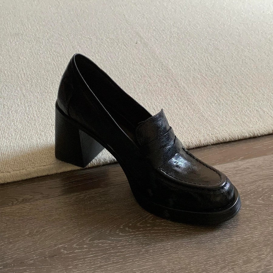 Damen Modische Blockabsatz-Slipper mit edlem Leder R&B