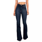 Damen Hoch taillierte Bootcut Jeans im eleganten zeitlosen Stil R&B