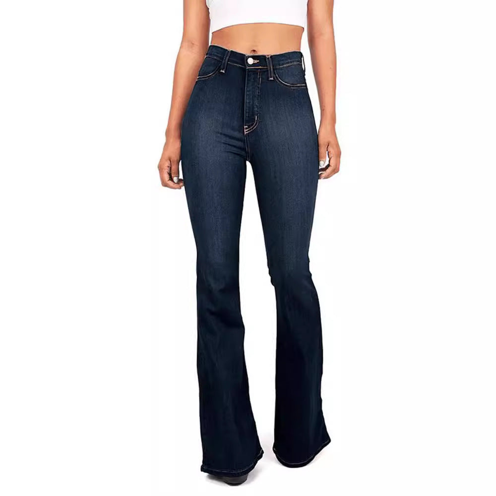 Damen Hoch taillierte Bootcut Jeans im eleganten zeitlosen Stil R&B