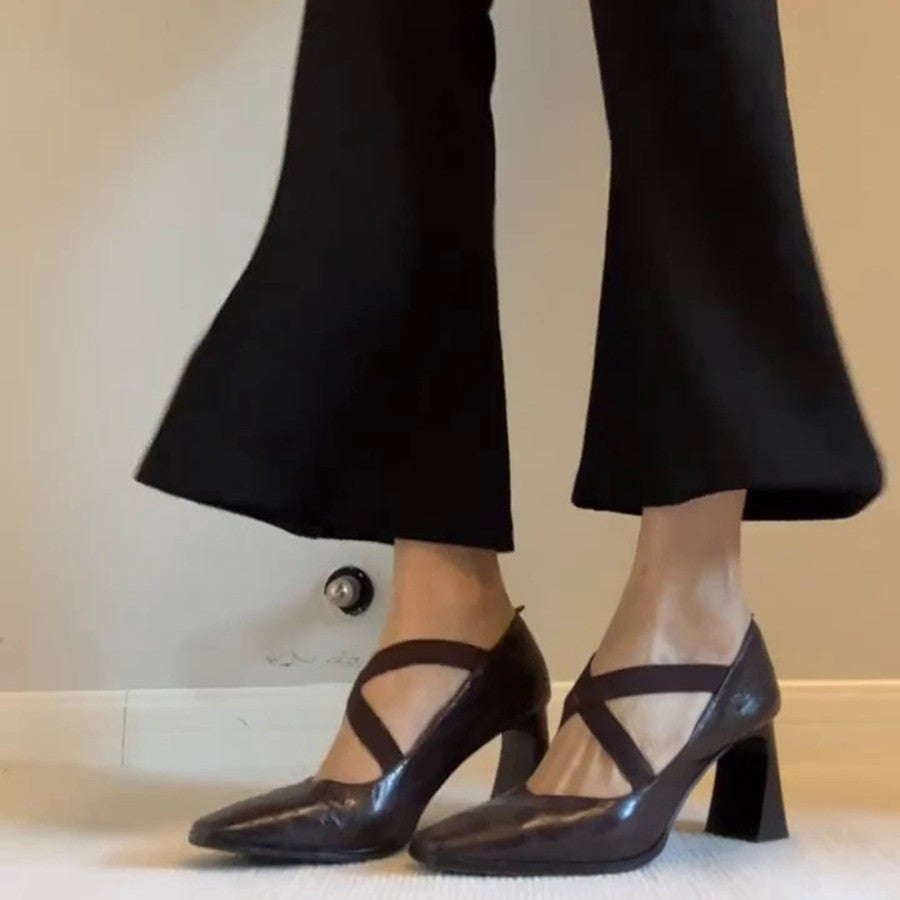 Damen elegante Pumps mit elastischen Kreuzriemen R&B