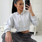 Damen Cropped Hoodie mit Reißverschluss und lässigem Schnitt R&B
