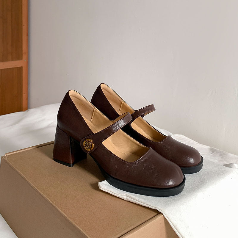 Damen modische Mary Jane Pumps mit komfortablem Blockabsatz R&B
