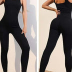 Damen Rippstrick Jumpsuit mit breiten Trägern und figurbetonter Passform R&B