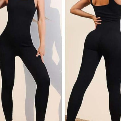 Damen Rippstrick Jumpsuit mit breiten Trägern und figurbetonter Passform R&B