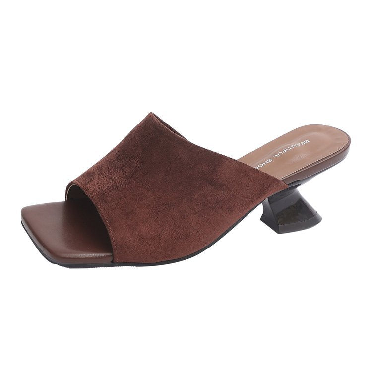 Damen elegante Mules mit strukturiertem Obermaterial und modischem Blockabsatz R&B