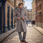 Herren eleganter Langmantel im Hahnentrittmuster R&B