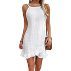 Damen Sommerliches Strandkleid mit Rüschensaum und atmungsaktivem Lochmuster R&B