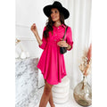Damen Hemdblusenkleid mit taillierter Gürtel und asymmetrischem Saum R&B