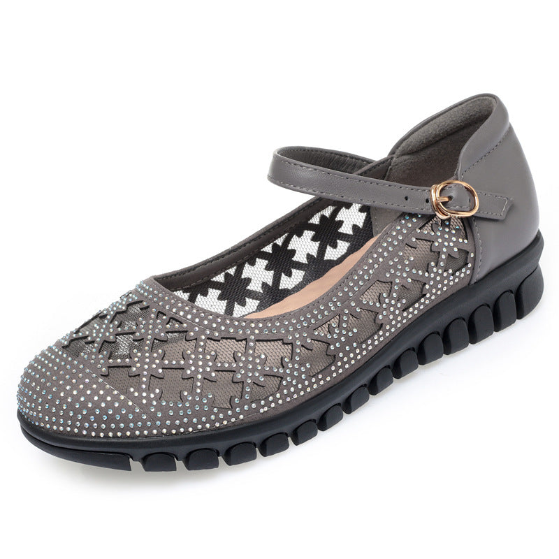 Damen Ballerinas mit verstellbarem Riemen und funkelnden Strassdetails R&B