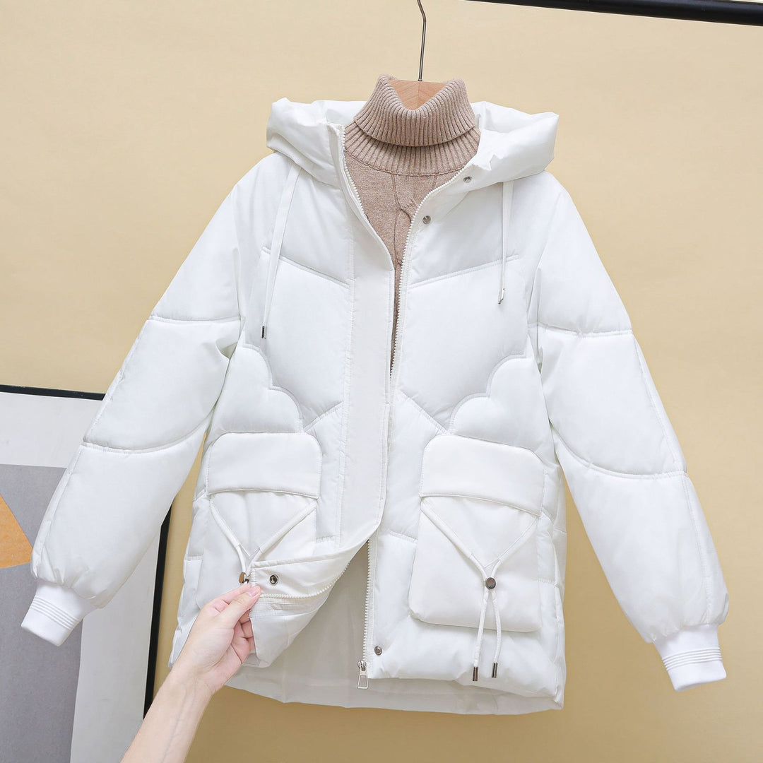 Damen gesteppte Winterjacke mit Kapuze und Herzdetails R&B
