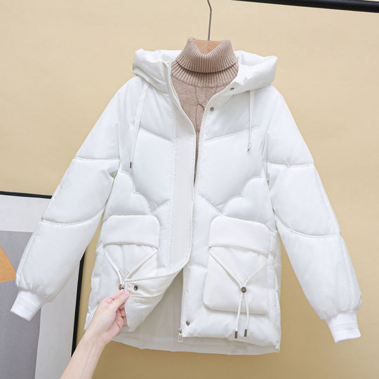 Damen gesteppte Winterjacke mit Kapuze und Herzdetails R&B