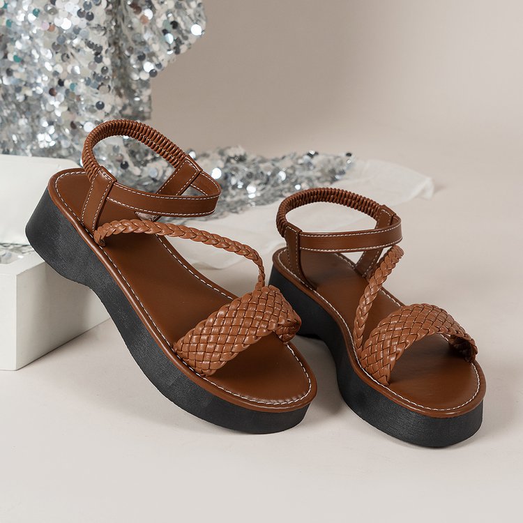 Damen Wedge-Sandalen mit geflochtenem Design und komfortabler Fußbettgestaltung R&B