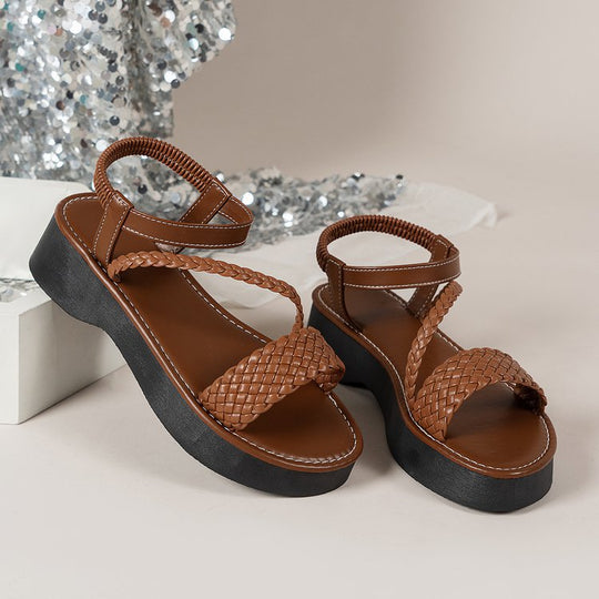 Damen Wedge-Sandalen mit geflochtenem Design und komfortabler Fußbettgestaltung R&B