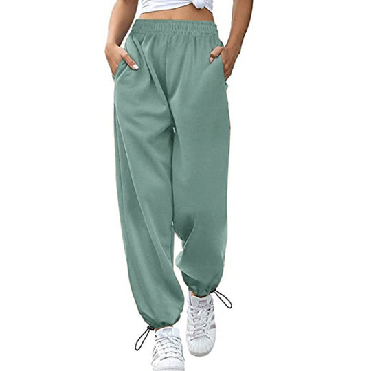 Damen lässige Sporthose mit hohem Bund und seitlichen Taschen R&B