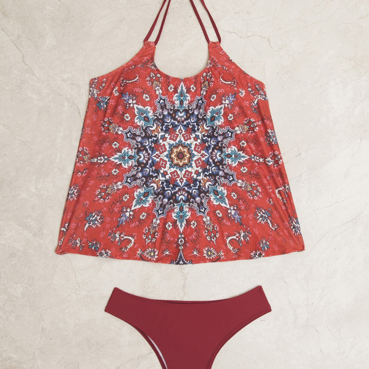 Damen Tankini-Set mit modischem Muster und lässigem Schnitt R&B