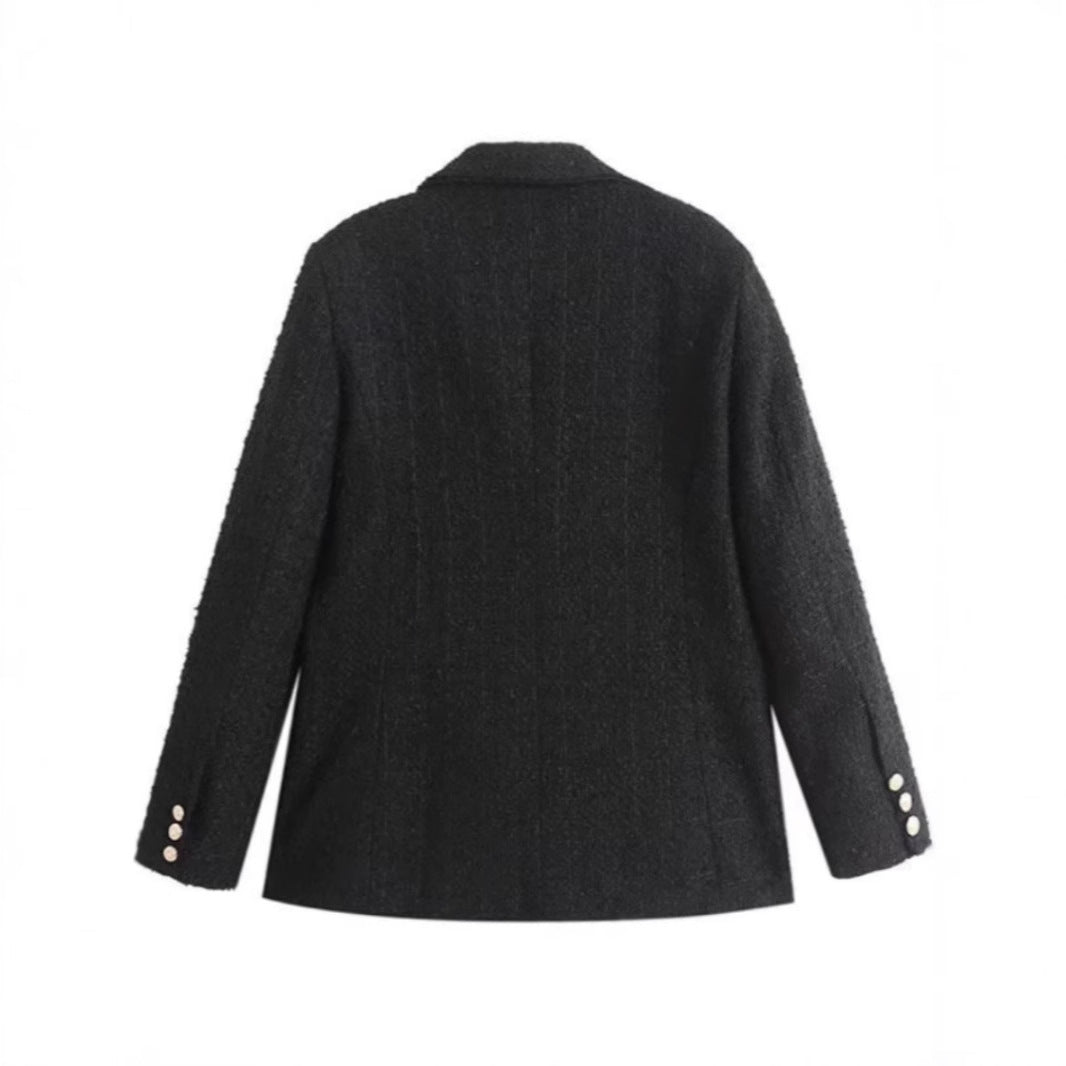 Damen Tweed Blazerjacke mit doppelter Knopfleiste und elegantem Schnitt R&B