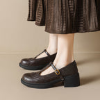Damen Ballerinas mit modischem Riemen und stilvollem Blockabsatz