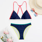 Damen Triangelbikini mit sportlichem Design und modischen Kontrasten R&B