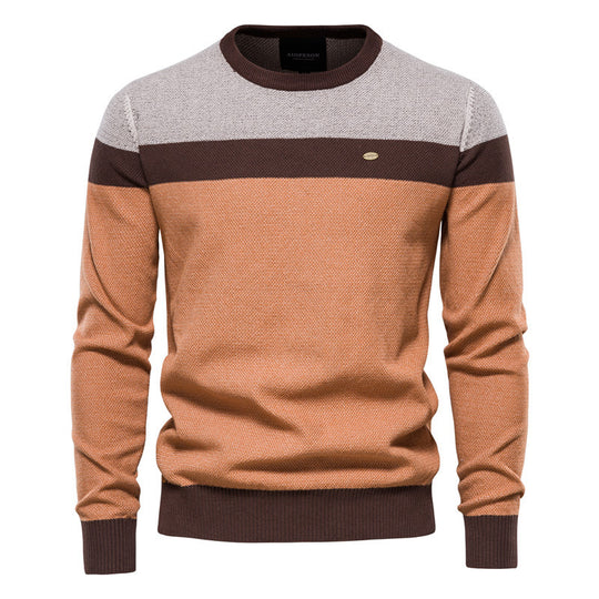 Herren Strickpullover mit modernem Farbblockdesign und feiner Struktur R&B