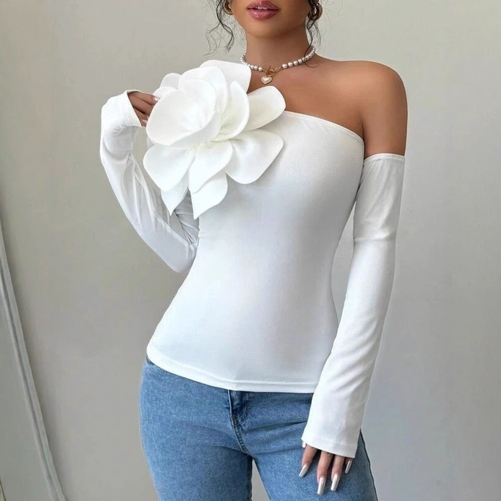 Damen Body mit eleganter Bloom-Applikation und langem Arm R&B