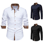 Herren Elegantes Langarmhemd mit Kontrastdetails R&B