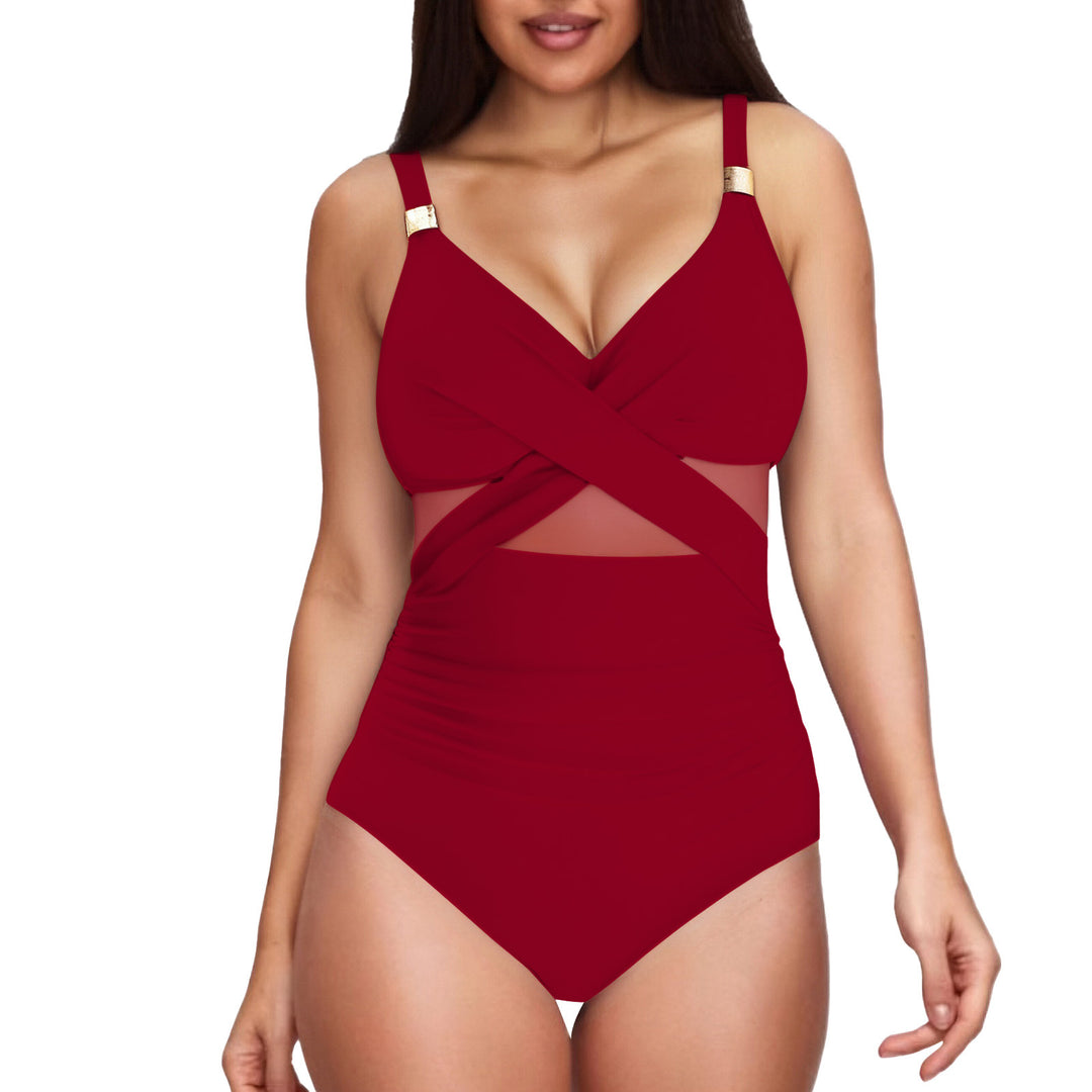 Damen Eleganter Einteiler mit transparenter Einsätzen R&B
