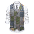 Herren Anzugweste im modernen Patchwork-Design mit praktischen Taschen R&B