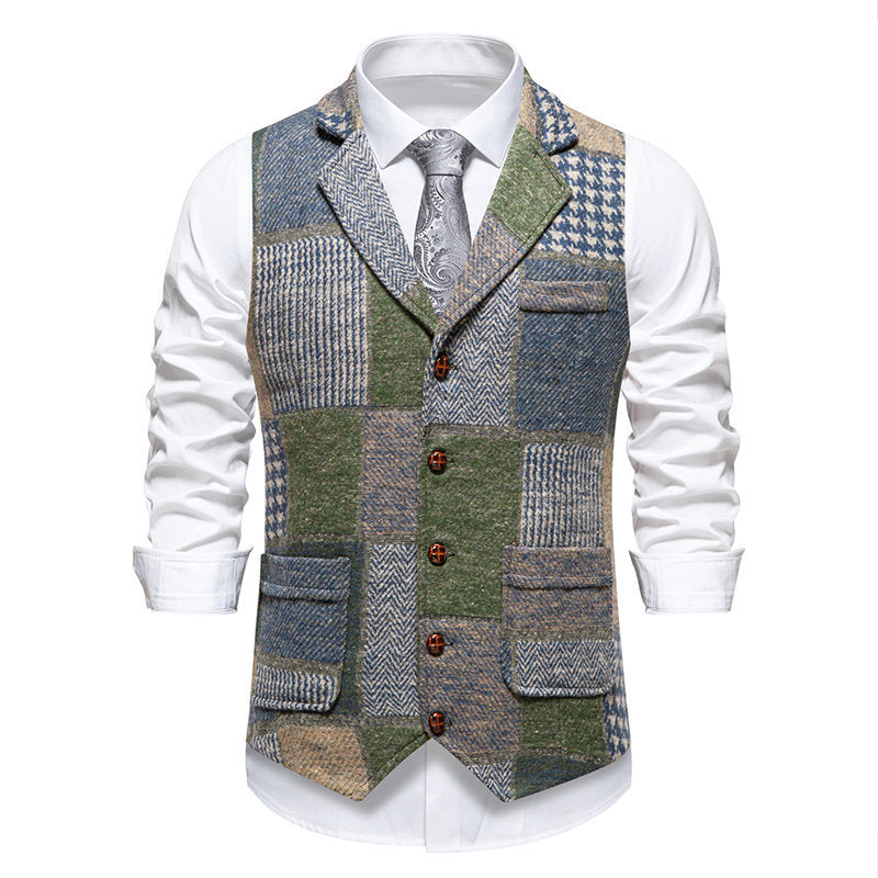 Herren Anzugweste im modernen Patchwork-Design mit praktischen Taschen R&B