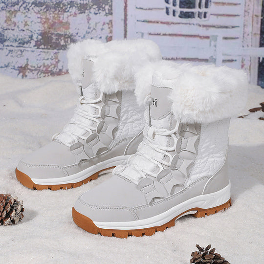 Damen Winterstiefel mit isolierendem Kunstfellkragen und rutschfester Sohle R&B