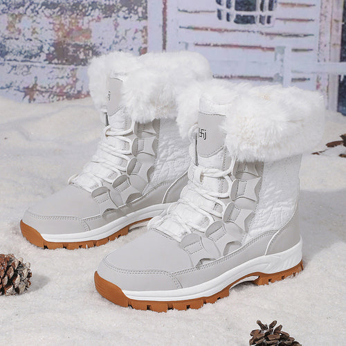 Damen Winterstiefel mit isolierendem Kunstfellkragen und rutschfester Sohle R&B