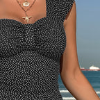 Damen Einteiler Badeanzug mit asymmetrischem Träger und elegantem Rüschendesign R&B