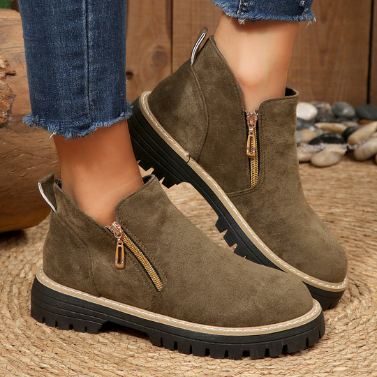 Damen Stiefeletten mit dekorativem Reißverschluss und rutschfester Sohle R&B