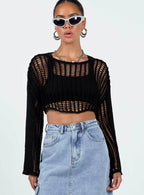 Damen luftige gehäkelte Strickjacke mit weiten Ärmeln R&B