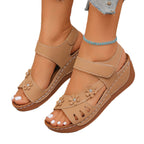 Damen Riemensandalen mit floralem Design und elastischen Riemen R&B