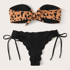 Damen Bandeau-Bikini-Set mit gepolstertem Oberteil und verstellbarem Höschen R&B