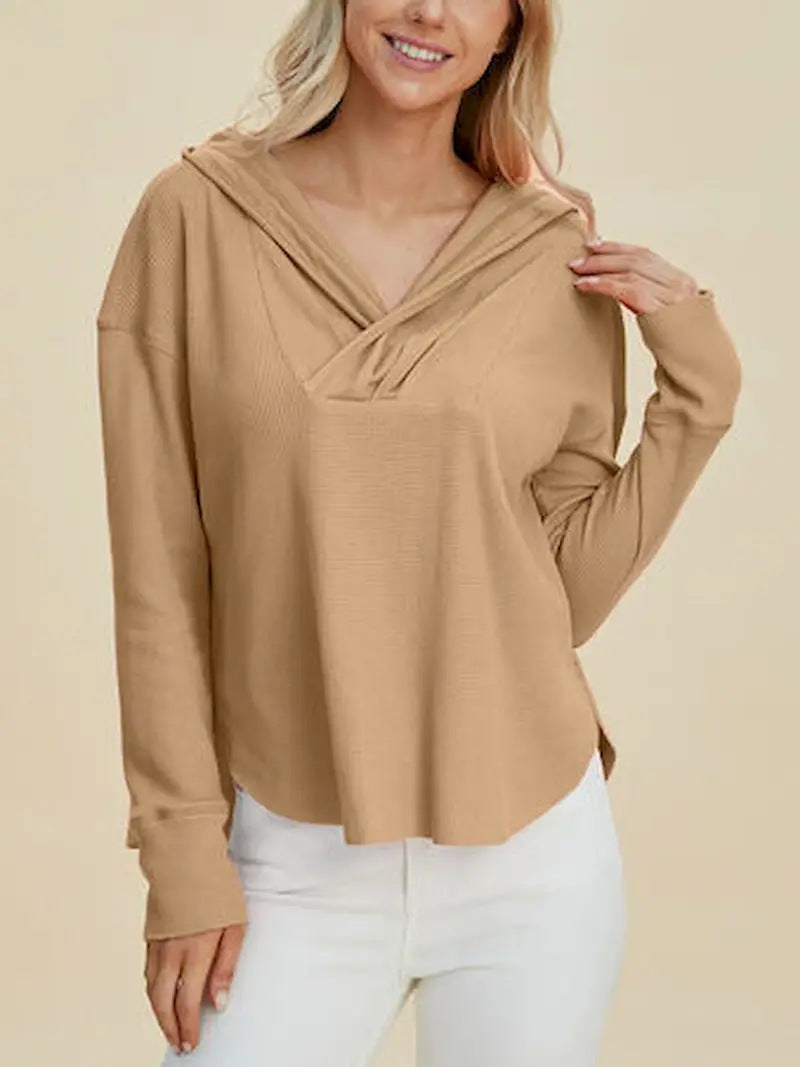 Damen Freizeit Hoodie mit raffiniertem Ausschnitt R&B