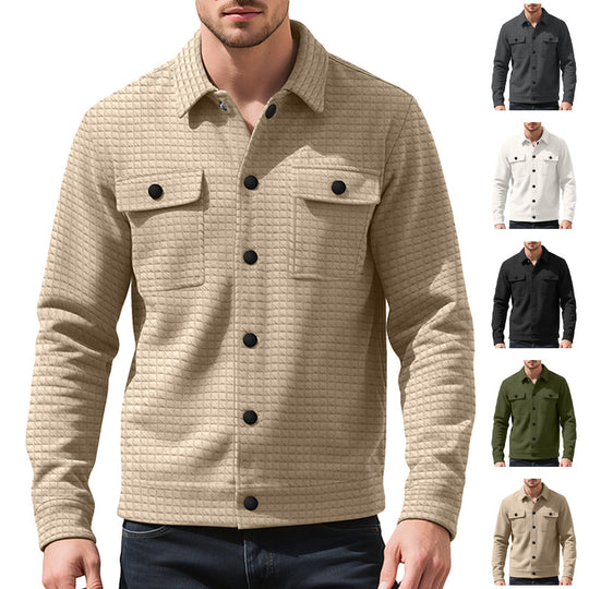 Herren nan Hemdjacke mit quadratischer Steppstruktur Druckknopffront und Brustklappen R&B