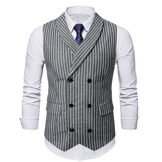Herren elegante Weste mit doppelter Knopfleiste und klassischen Streifen R&B