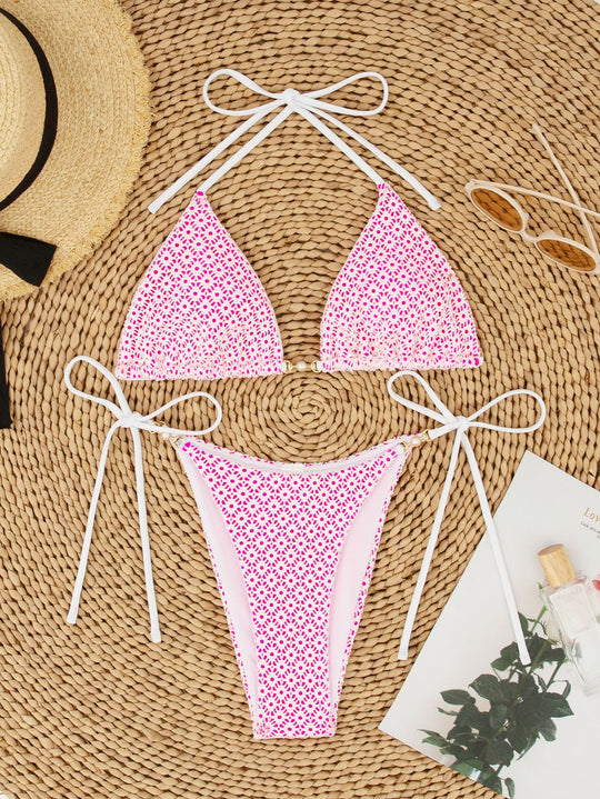 Damen Triangel-Bikini mit breiten Bindebändern R&B