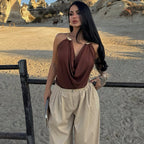 Damen Wickeltop mit raffiniertem Ausschnitt und eleganter Drapierung R&B