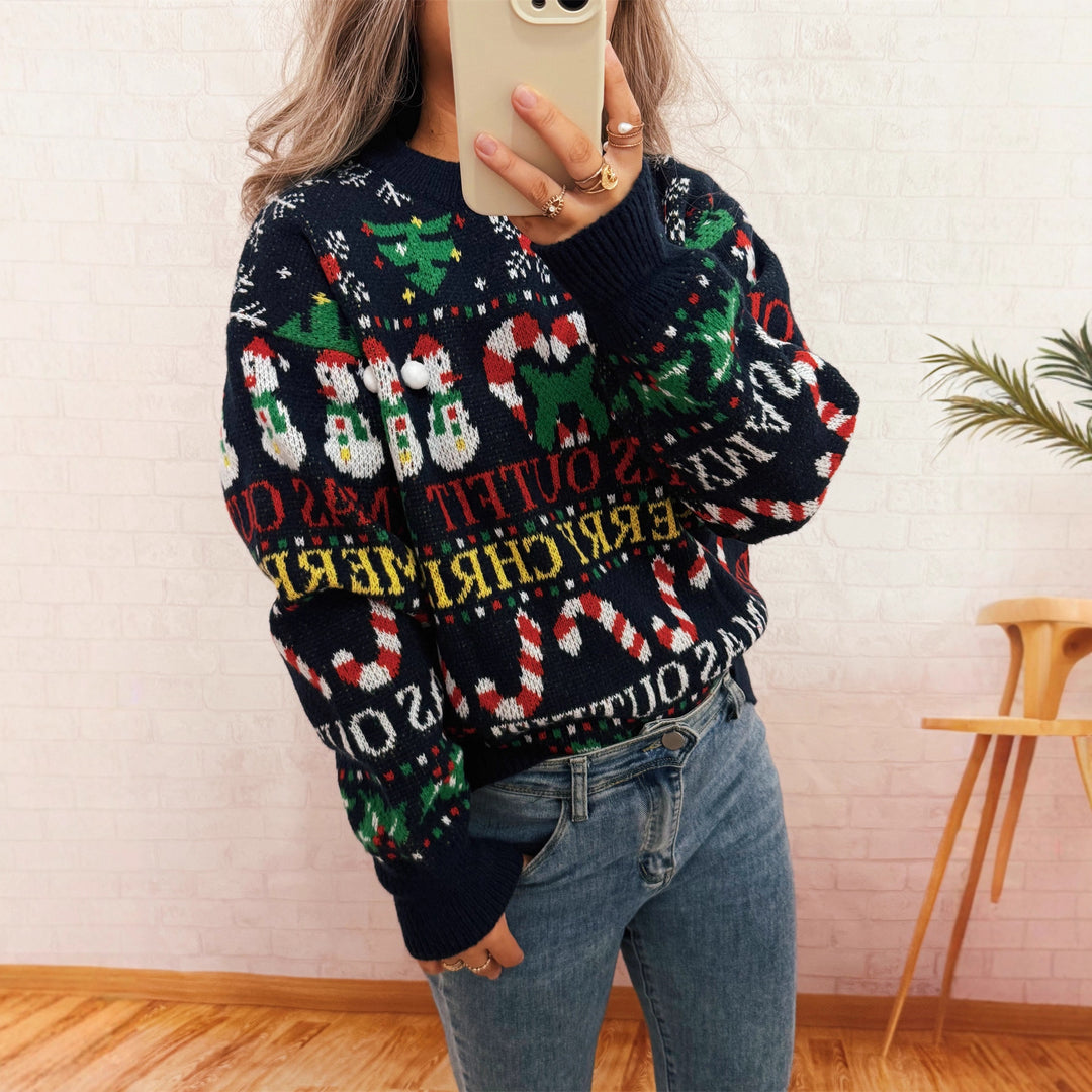 Damen Weihnachts-Pullover mit nordischem Design und festlichen Motiven R&B