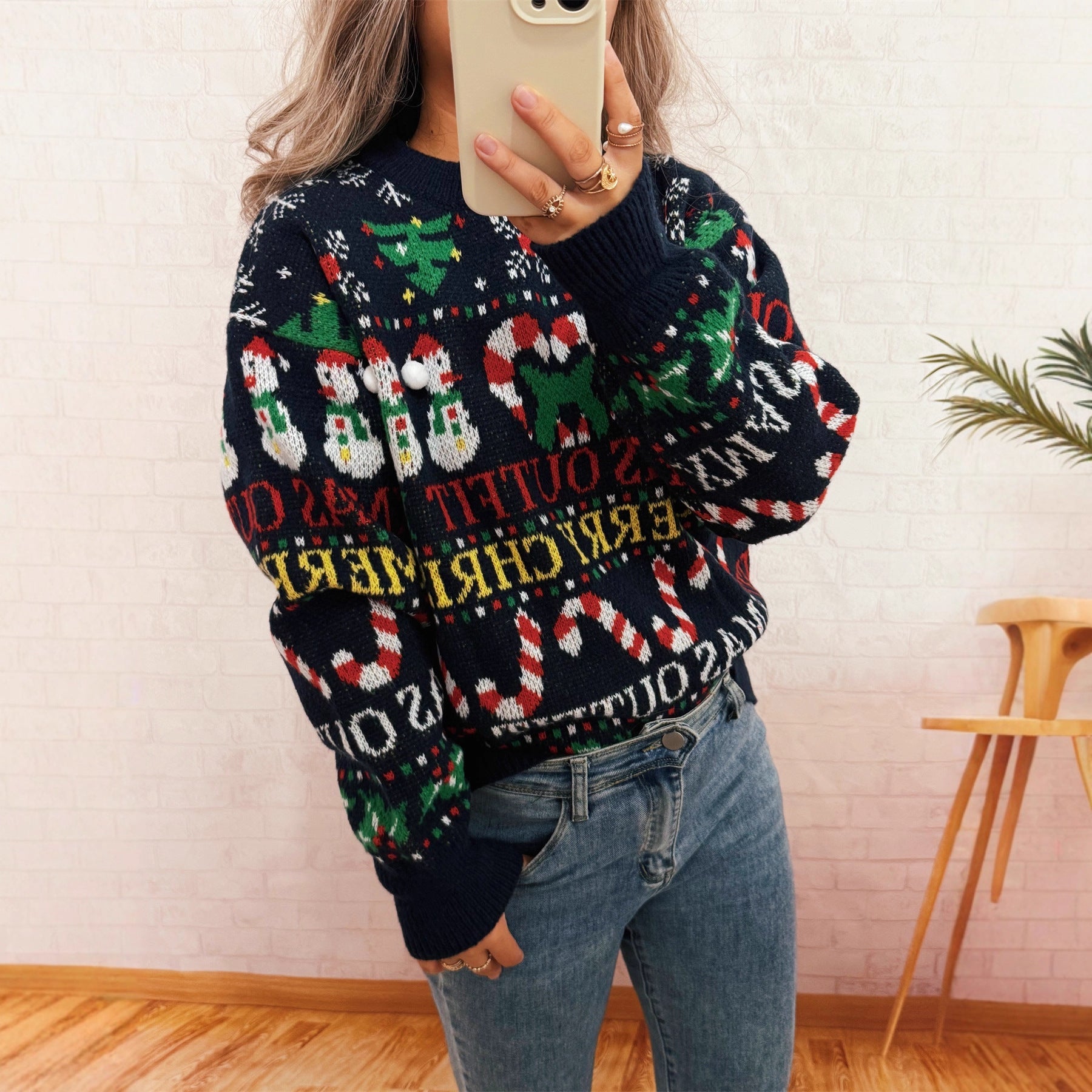 Damen Weihnachts-Pullover mit nordischem Design und festlichen Motiven R&B