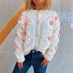 Damen Strickjacke mit floralen Applikationen und komfortablem Schnitt R&B