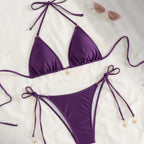 Damen Triangel-Bikini-Set mit minimalistischem Design und verstellbaren Trägern R&B